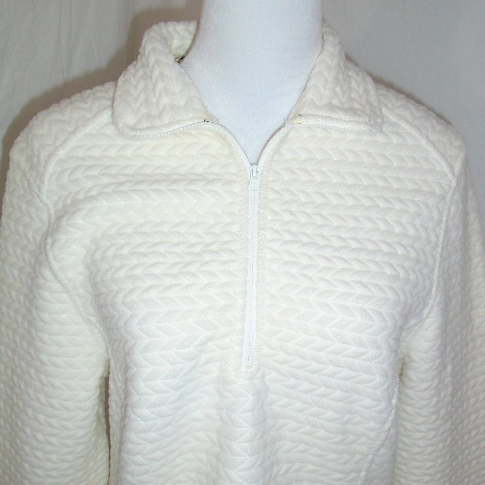 Emily B Womens Medium Ivory Oversized 100% Polyester Thick Sweatshirt Pullover
